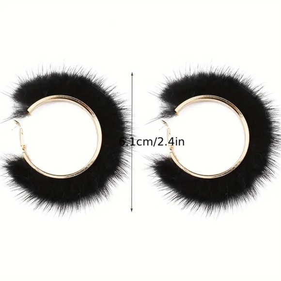 Black Fur Earrings - Picture 3 of 4
